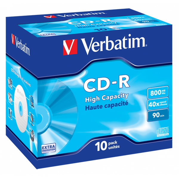 VERBATIM 43428 CD-R 800MB /40x/extra protection írható felület/egyszer írható CD 10db/csomag