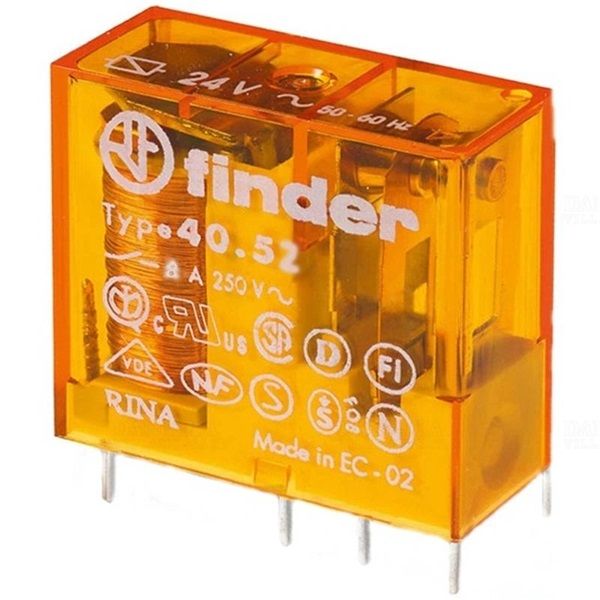 Finder 40.52.8.230.0000 NYÁK/dugasz 8A 2-v 230VAC monostabil IP20 miniatűr relé