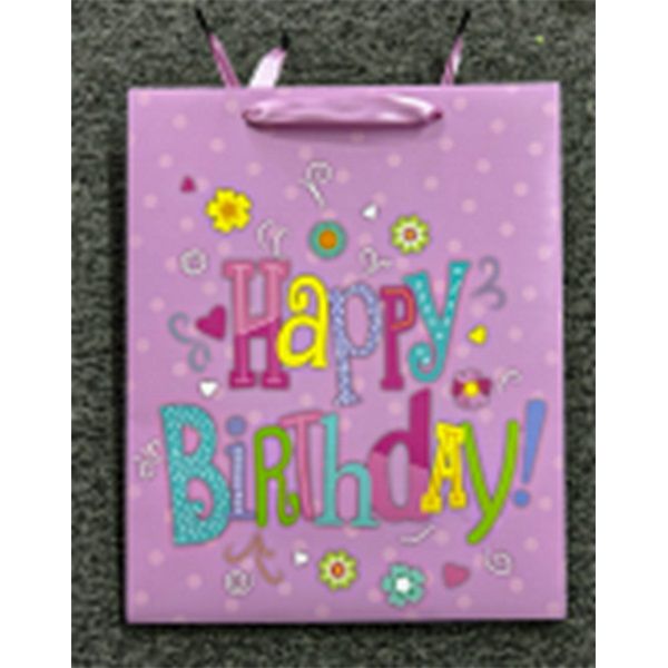 IRIS matt papírtasak Happy Birtday lila 26 x 32cm