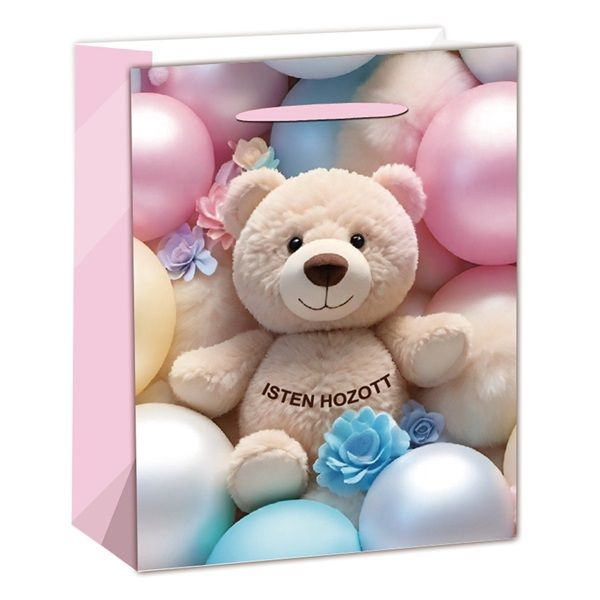 IRIS matt papírtasak maci lufikkal 11 x 14cm