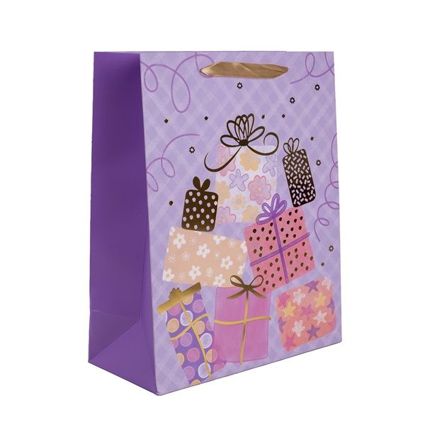 IRIS matt papírtasak hot stamp ajándékok lila 26 x 32cm