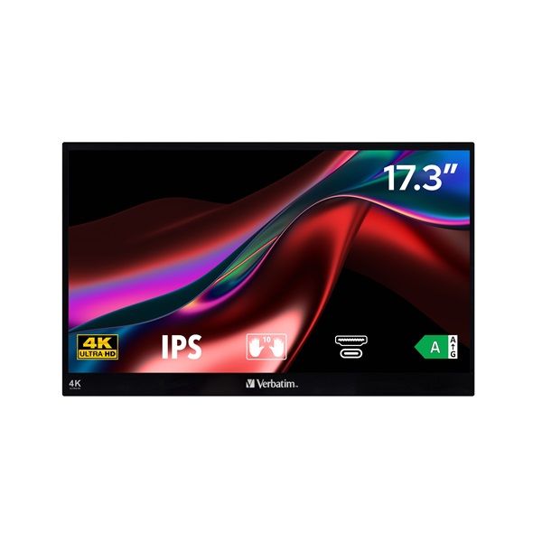 Verbatim 17,3" 32239 PMT-17-4K UHD IPS HDMI/USB/USB-C fekete hordozható érintőkijelzős monitor