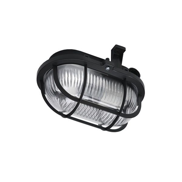 Anco 321183 max 60W IP44 230V E27 műanyagrácsos fekete ovális hajólámpa