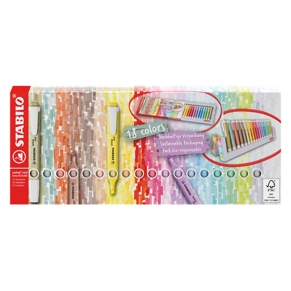 Stabilo Swing Cool 18 db-os asztali szövegkiemelő készlet