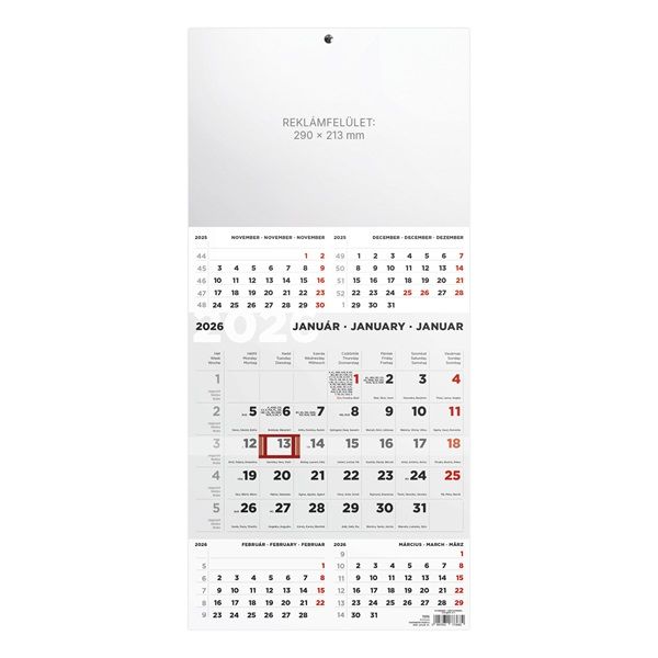 Kalendart 2026 T076 5 havi fej nélkül speditőr naptár