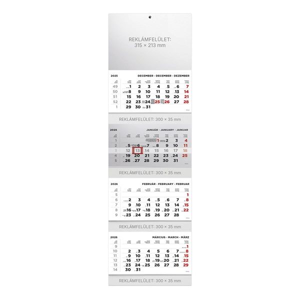 Kalendart 2026 T073 4 tömb fej nélkül speditőrnaptár