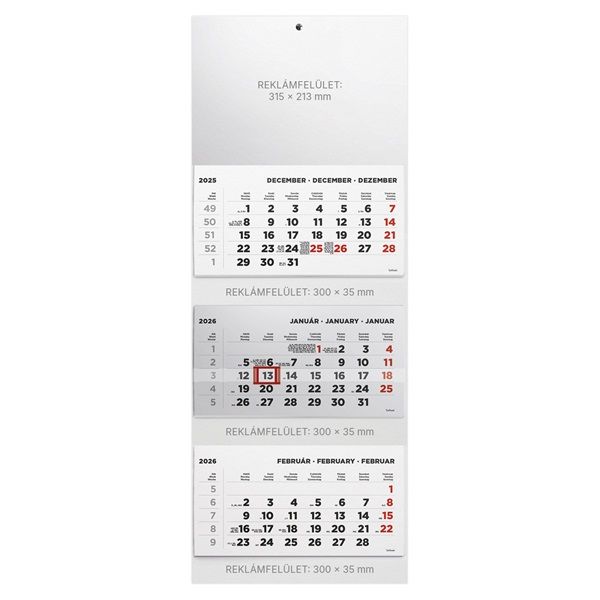 Kalendart 2026 T070 3 tömb fej nélkül speditőr naptár