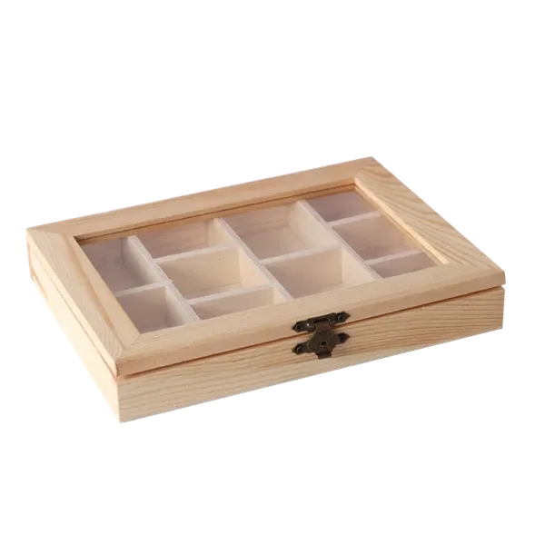 Pentart 20,5x15x3 cm  átlátszó tetős  10 rekeszes doboz