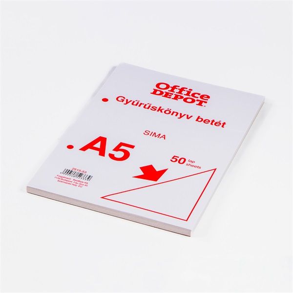 Office Depot A5 50 lapos sima gyűrűskönyv betét