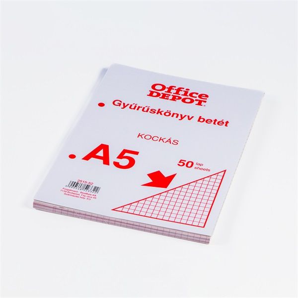 Office Depot A5 50 lapos kockás gyűrűskönyv betét
