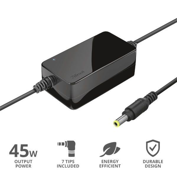 Trust Primo 19V-45W hálózati fekete notebooktöltő