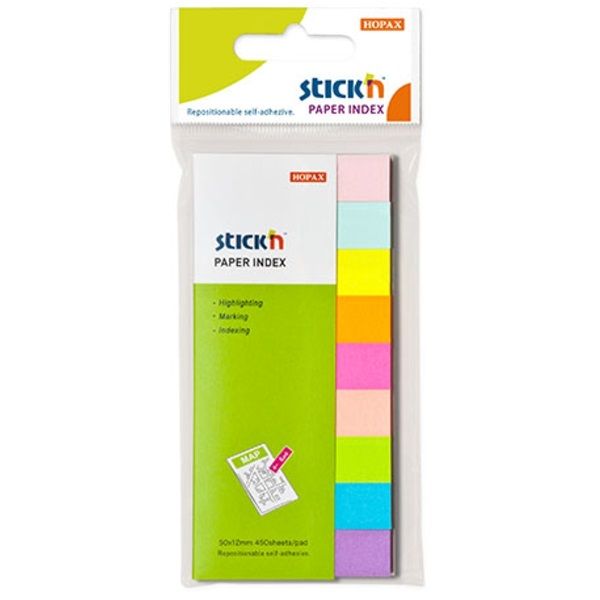 Stick`N 50x12 mm 9x50 lap neon/pasztell mix jelölőcímke