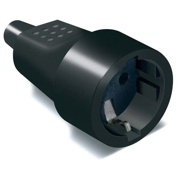 FAMATEL 2104 16A-250V fekete földelt gumi lengődugalj