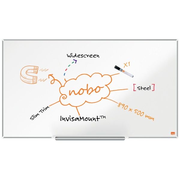 Nobo Impression Pro 89x50cm széles képarányú acél mágneses fehértábla