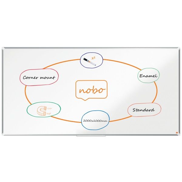 Nobo Premium Plus 200x100cm zománcozott mágneses fehértábla