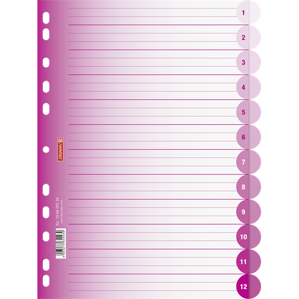 Brunnen A4 12 részes pink műanyag regiszter