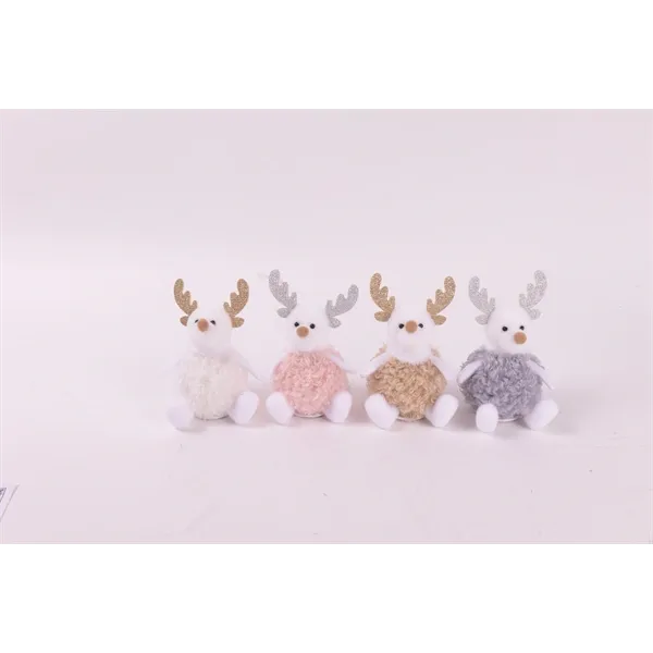 IRIS textil rénszarvas ülő, bolyhos, 11 cm