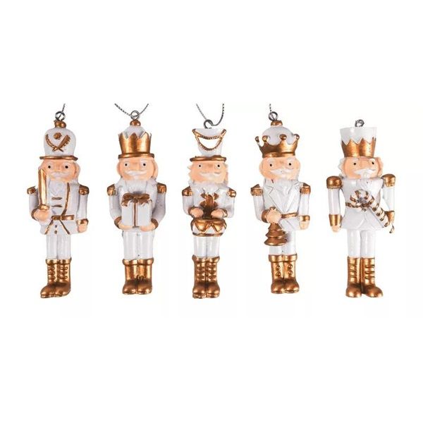 IRIS polirezin akasztós diótörő, fehér és arany, 1db 4 x 10 cm