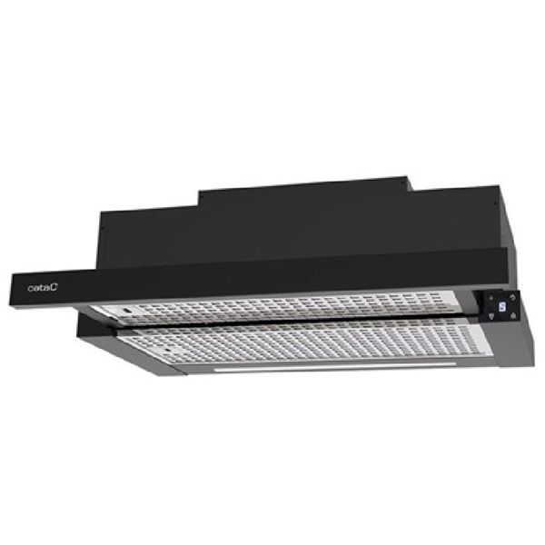 Cata TFH-6630/A BK LED brushless fekete, beépíthető, kihúzható, méret:60 cm, teleszkópos, zajszint:70 dB, páraelszívó