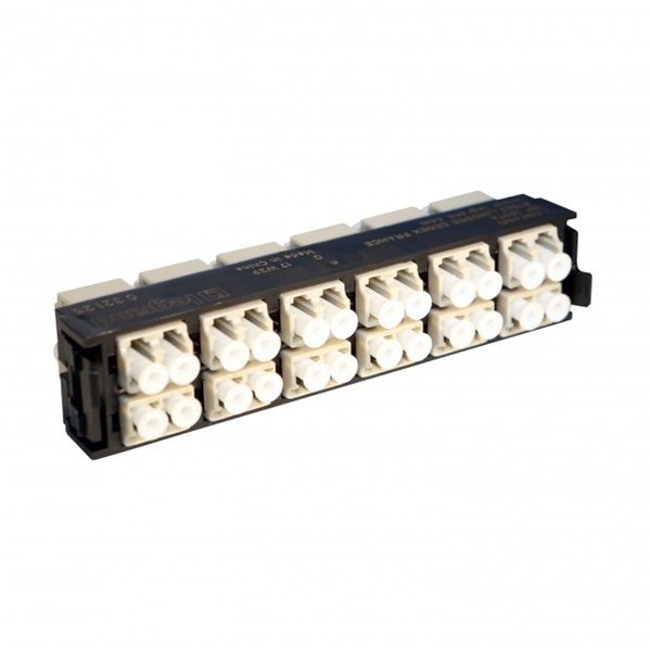 Legrand optikai patch modul 12xLC duplex multimódusú címkével és címketartóval bézs LCS3