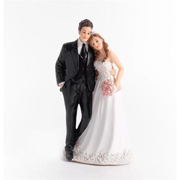 IRIS polirezin esküvői pár, ölelkezők, fekete fehér 13,9 cm