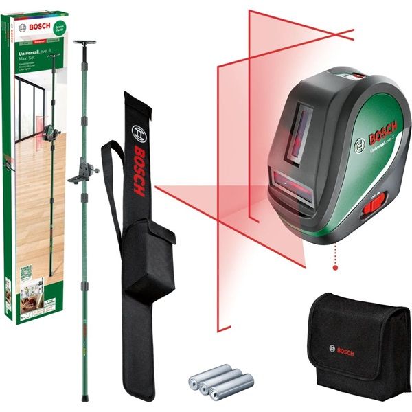 Bosch 0603663903 UniversalLevel 3 keresztvonalas szintezőlézer + TP 320 Teleszkópos rúd