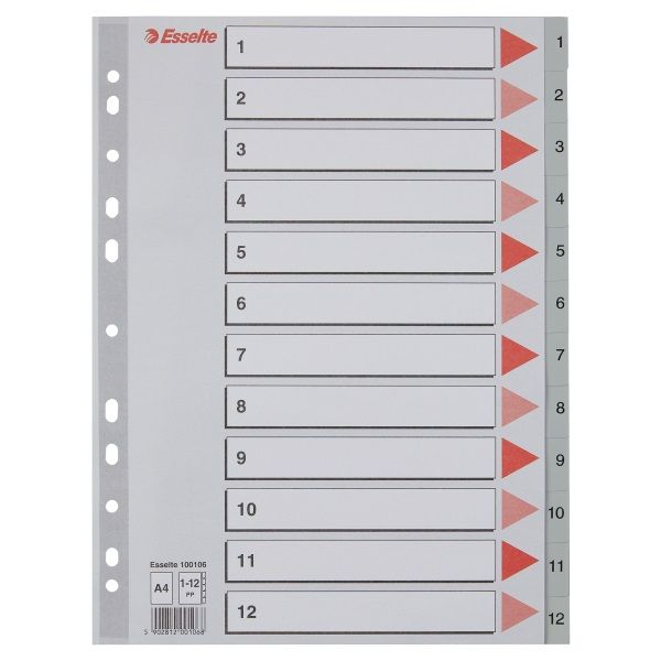 Esselte A4 1-12 műanyag regiszter