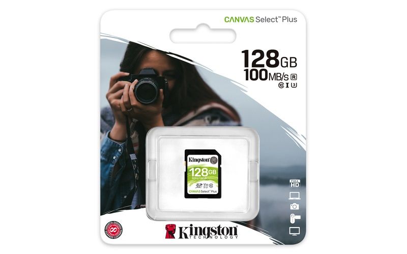 Kingston 128GB SDXC Canvas Select Plus 100R C10 UHS-I U3 V30 Memóriakártya