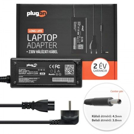 DELL 19,5V 3,34A 65W vék.cent utángy.(4.5x3.0) PlugOn 12877 NB töltő DELL 19,5V 3,34A 65W vék.cent utángy.(4.5x3.0) PlugOn 12877 NB töltő