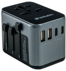 VERBATIM "UTA-03" 2xUSB-A(QC3.0),2xUSB-C univerzális utazó adapter