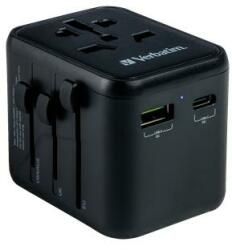 VERBATIM "UTA-02" 1xUSB-A(QC3.0),1xUSB-C univerzális utazó adapter