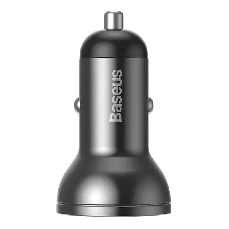 Baseus autós töltő kijelzővel, 2x USB, 4,8A, 24W (szürke)