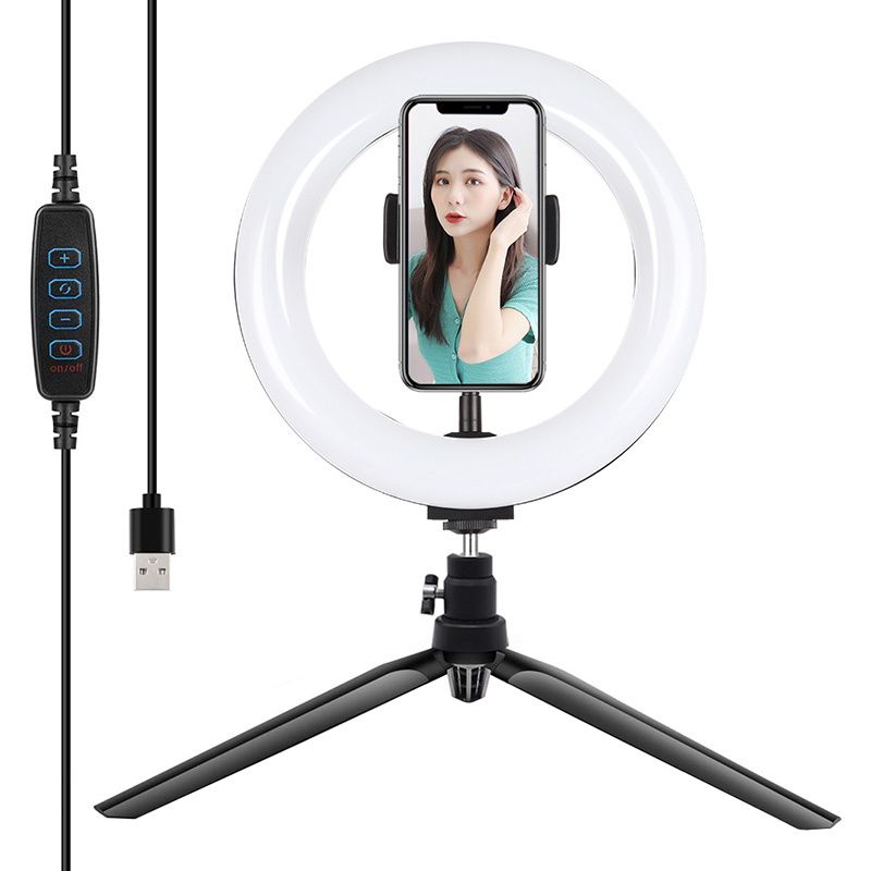 Puluz 20cm LED gyűrűs lámpa / állvány telefontartóval PKT3073B