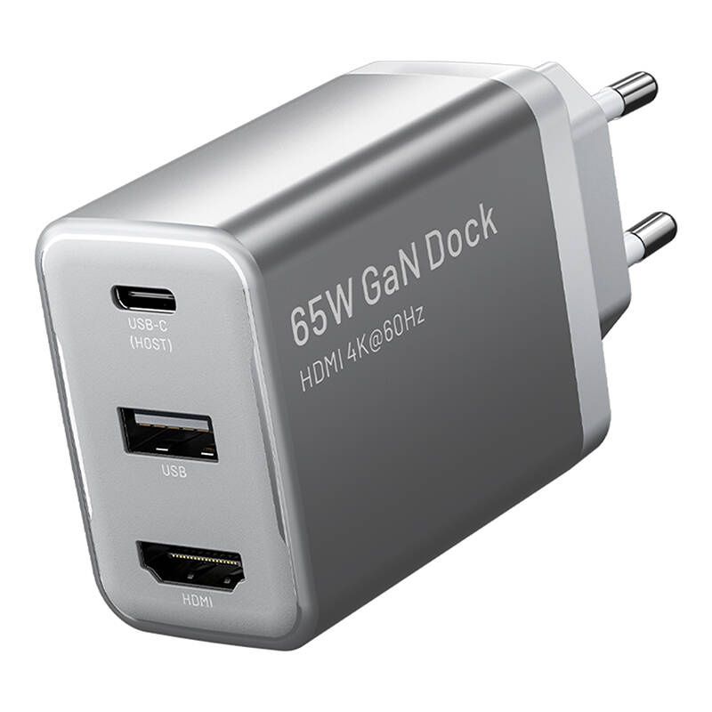 Vention FJAH0-EU USB(C+A)+HDMI GaN hálózati töltő (60W/5W/4K@60Hz) (fekete)