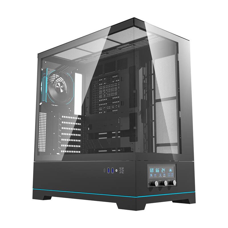 Darkflash DY451 PRO számítógépház + 1 ventilátor (fekete)