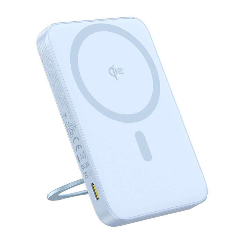 Baseus PicoGo mágneses powerbank állvánnyal, Qi2, 5000mAh, 20W (kék)