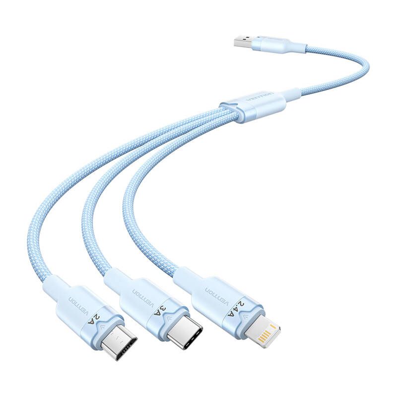 USB 2.0 A-3in1 3A kábel Vention CTPLG 1.5M (kék)