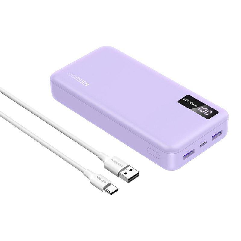Powerbank 20000mAh Ugreen PB312, 2x USB + USB-C, 20W (lila)