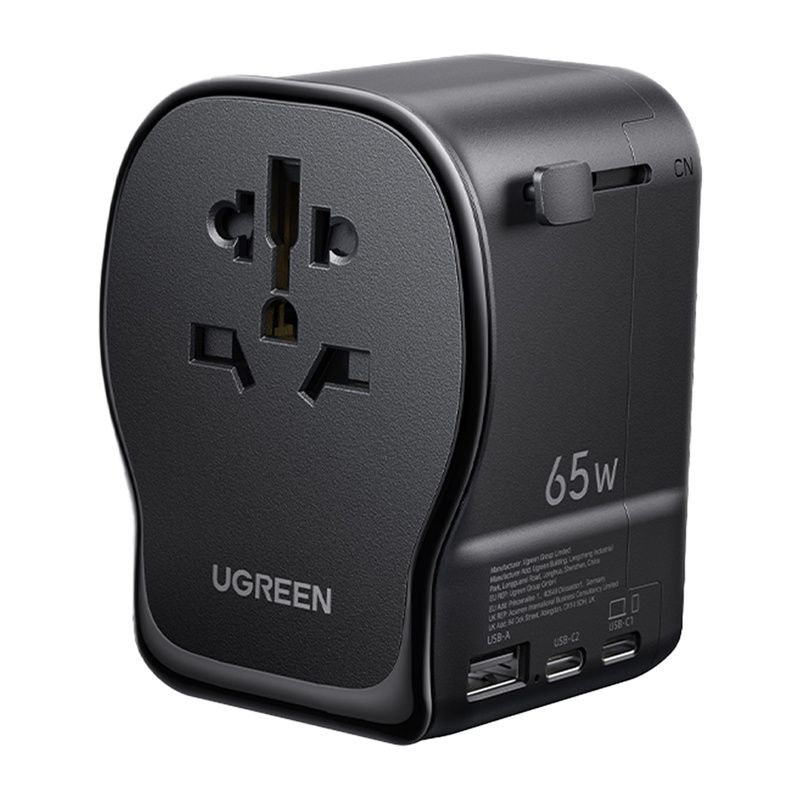 Ugreen S550 univerzális utazási adapter / hálózati töltő, 65W, 2x USB-C, 1x USB-A
