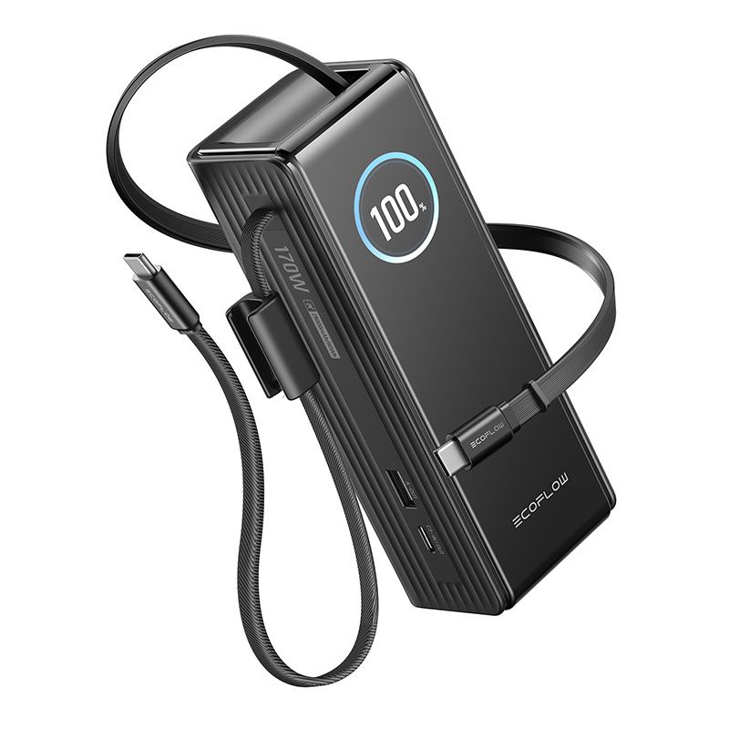 EcoFlow RAPID Powerbank 25000mAh, 170W (beépített 100W-os kábelek).