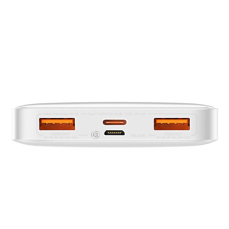 Baseus Bipow 10000mAh 2db USB-A, USB-C, Micro USB 20W (fehér) powerbank