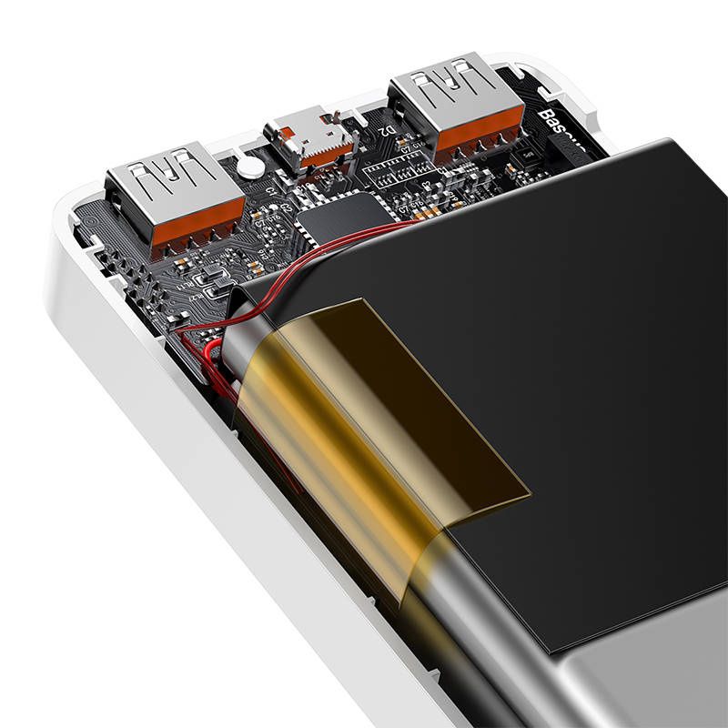 Baseus Bipow 10000mAh 2db USB-A, USB-C, Micro USB 20W (fehér) powerbank