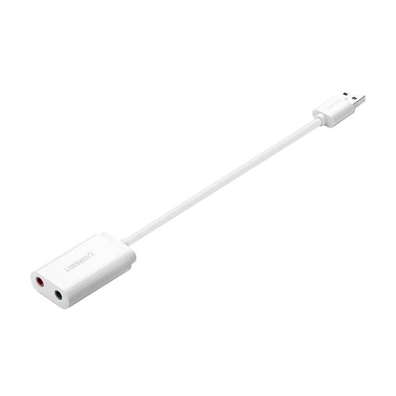 Ugreen US205 USB külső hangkártya adapter 15cm (fehér)