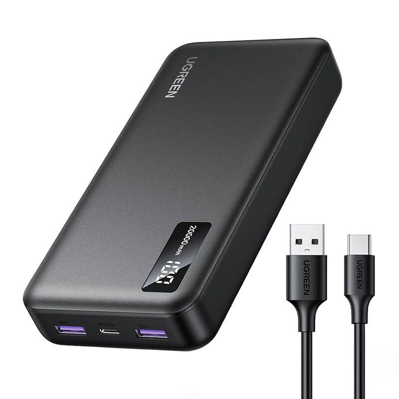 UGREEN PB312 20000mAh PD 20W 2xUSB-A, USB-C (fekete) UGREEN PB312 20000mAh PD 20W 2xUSB-A, USB-C (fekete)