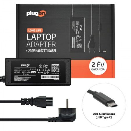 ASUS 20V 3,25A / 5V 3A (65W) USB-C PlugOn 16196 utángy. NB töltő
