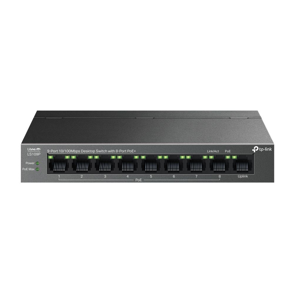 TP-Link LS109P 9-Port 10/100Mbps Desktop with 8-Port PoE+ Switch
