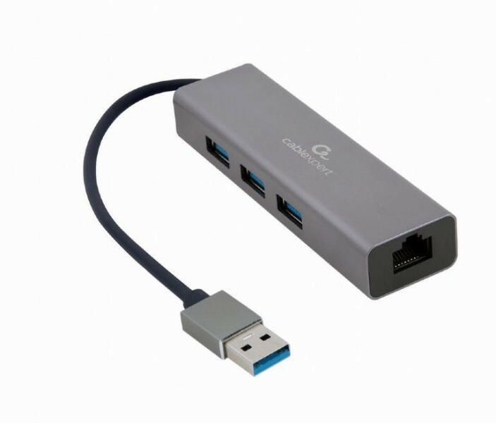 Adapter Gembird USB-A HUB Gigabit LAN 3-port USB3.0 A-AMU3-LAN-01