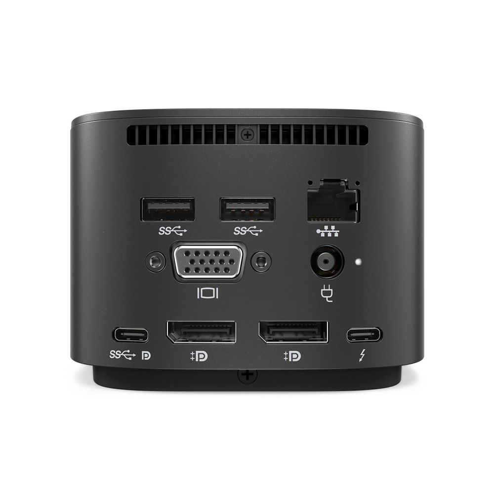 HP ThunderBolt Dock G2; USB-C cable + 120W adaptér, speakers;2x USB-C, 1x ThunderBolt 3, 3x USB 3.0, 2x DisplayPort, 1x VGA, 1x RJ45, 1x Jack 3.5mm, 
