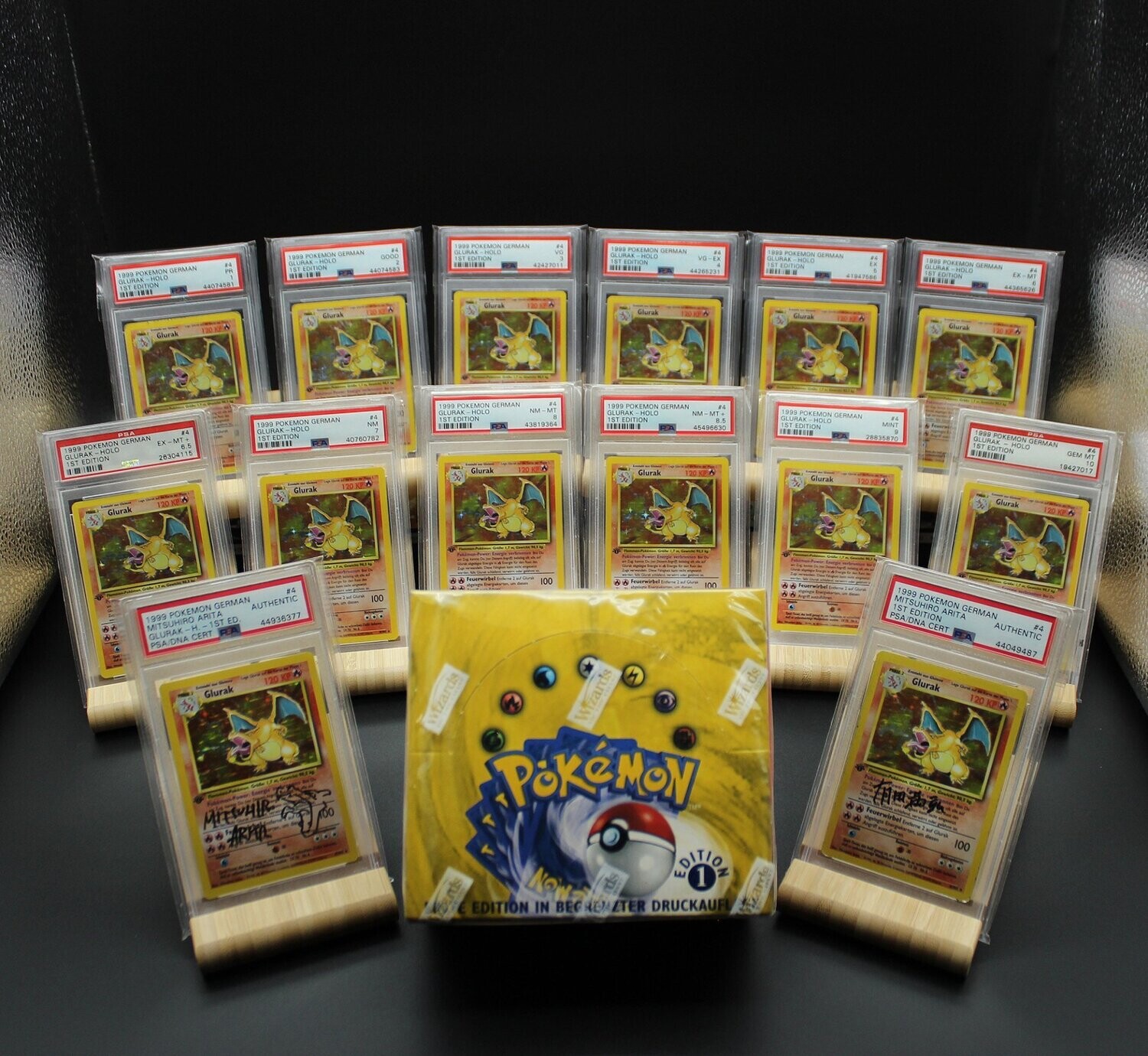 Pokemon - Glurak Sammlung + Base Set Display - Deutsch 1. edition