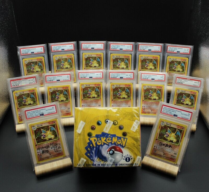 Pokemon - Glurak Sammlung + Base Set Display - Deutsch 1. edition